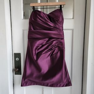 Bill Levkoff Purple Strapless Rouged Formal Dress, Sz 12